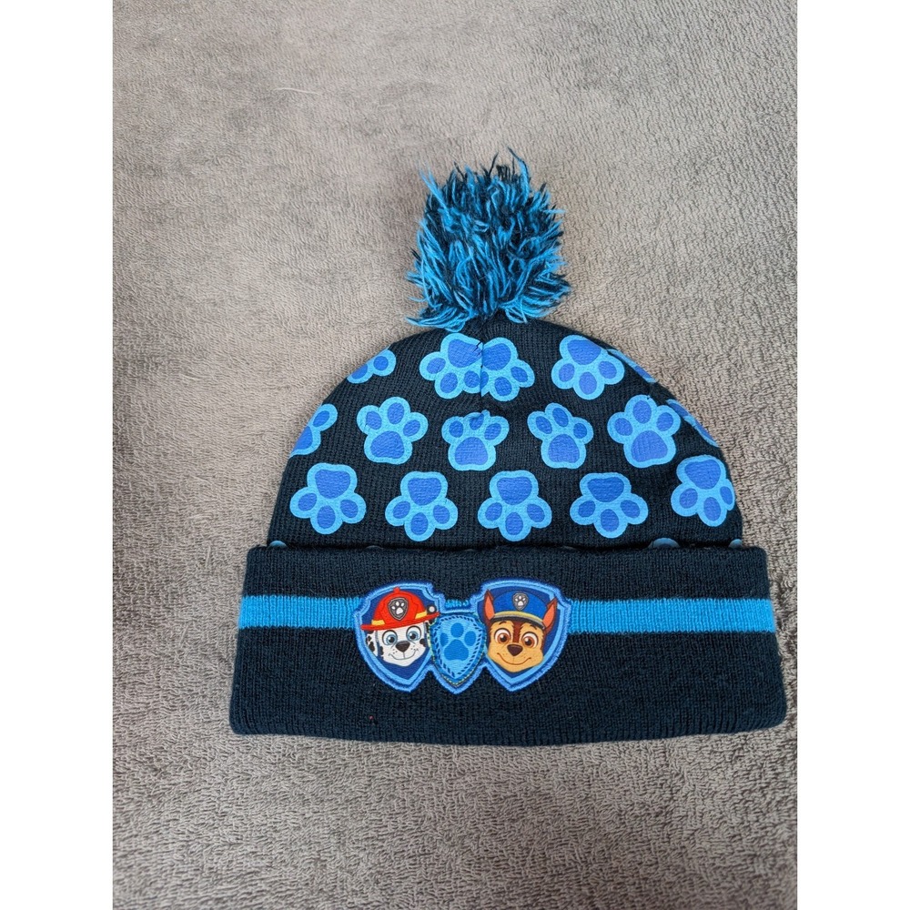 Paw Patrol  Print Knit Beanie Hat Toddler Blue Nickelodeon